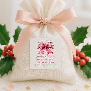 Adesivo Quadrado Arco Rosa Coquetel Obrigado Chá de fraldas de Nata