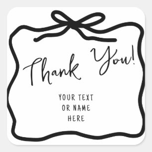 Adesivo Quadrado Arco Whimsical Desenhado À Mão Obrigado Tipografia