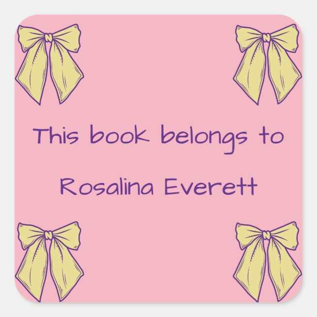 Adesivo Quadrado Arcos Amarelos e Rosa Bonitos Nomes Meninas Crianç (Frente)