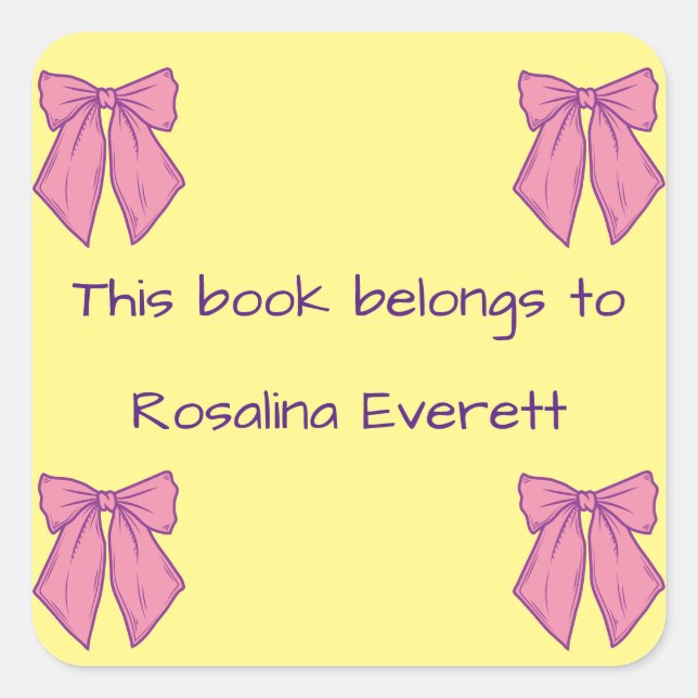 Adesivo Quadrado Arcos Amarelos e Rosa Bonitos Nomes Meninas Crianç (Frente)