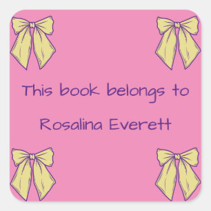 Adesivo Quadrado Arcos Amarelos e Rosa Bonitos Nomes Meninas Crianç