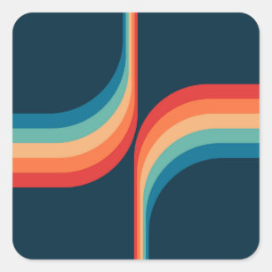 Adesivo Quadrado Arcos coloridos no estilo retrô