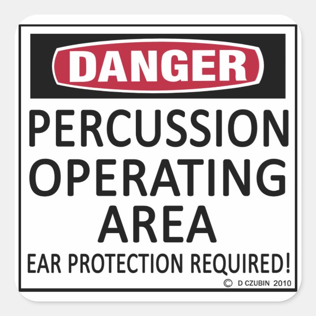 Adesivo Quadrado Área de operação de percussão (Frente)