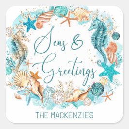 Adesivo Quadrado ÁREAS Costeiras e GREETINGS Conchas de Cavalo