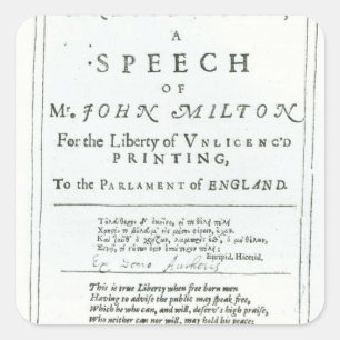 Adesivo Quadrado Areopagitica um discurso de John Milton