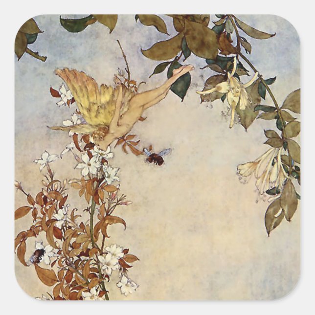 Adesivo Quadrado "Ariel and the Bee" por Edmund Dulac (Frente)