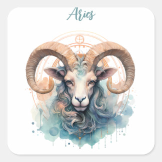 Adesivo Quadrado Aries Astrology zodiac, sinal de Aries em água-col