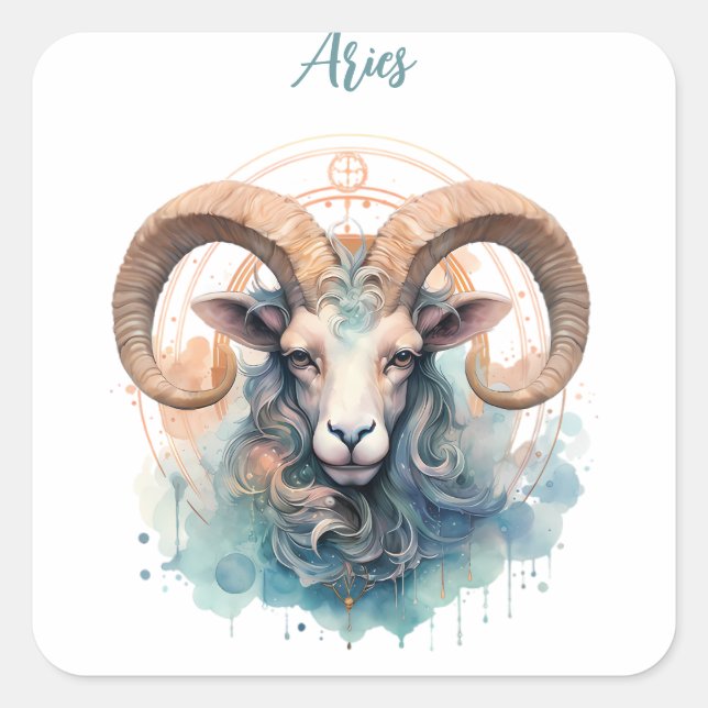 Adesivo Quadrado Aries Astrology zodiac, sinal de Aries em água-col (Frente)