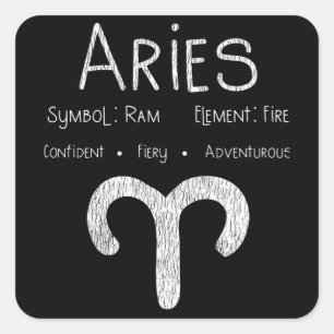 Adesivo Quadrado Aries Horoscope Astrology - Sinal de Estrela - Pre