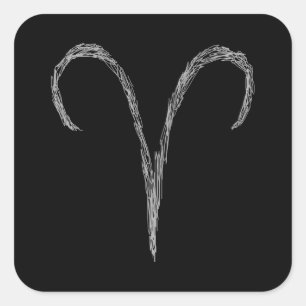 Adesivo Quadrado Aries. Sinal de Astrologia Zodíaca. Branco.