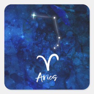 Adesivo Quadrado Aries Zodiac Constelação Azul Galáxia Celestial