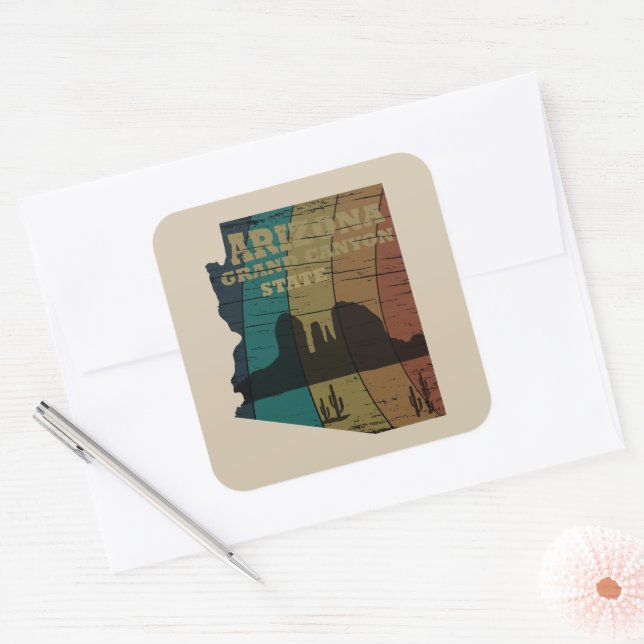 Adesivo Quadrado Arizona Sedona mapa do Grand Canyon — retro paisag (Envelope)
