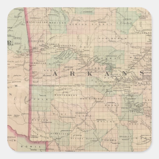 Adesivo Quadrado Arkansas e parte do território indiano (Frente)