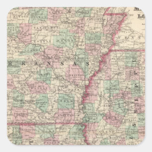 Adesivo Quadrado Arkansas, Mississippi e Louisiana