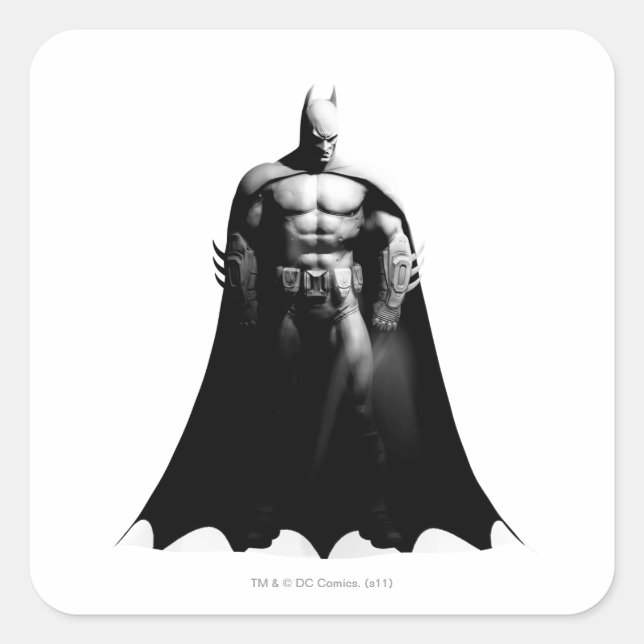 Adesivo Quadrado Arkham City | Batman Black and White Wide Pose (Frente)