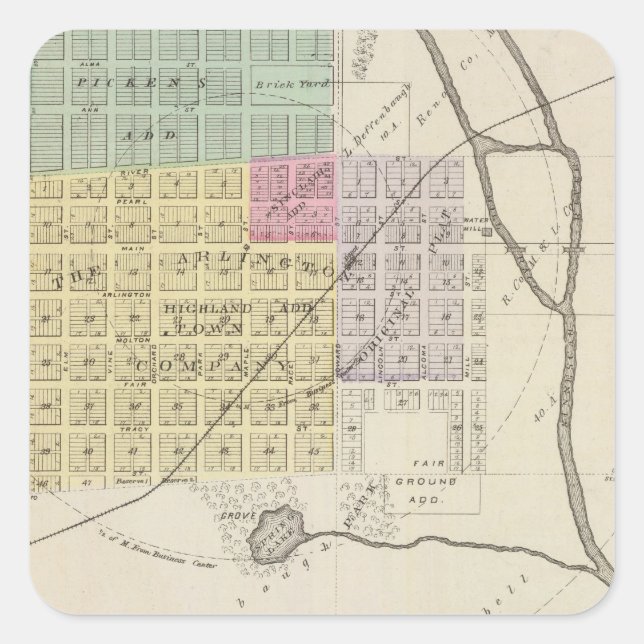 Adesivo Quadrado Arlington, Kansas (Frente)