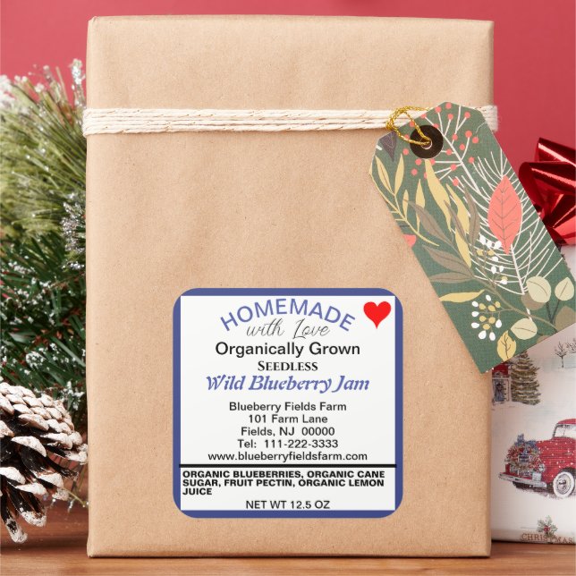 Adesivo Quadrado Aroma Orgânico de Morango-Azul (Feriado)