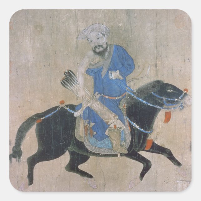 Adesivo Quadrado Arqueiro mongol em cavalo (Frente)