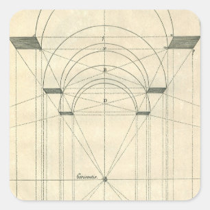 Adesivo Quadrado Arquitetura Antiga, Perspectiva de Arco Renascenti
