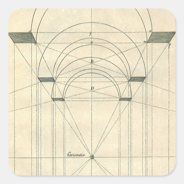 Adesivo Quadrado Arquitetura Vintage, Perspectiva do Arco Renascent (Frente)