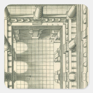 Adesivo Quadrado Arquitetura Vintage, Perspectiva do Pátio do Atriu