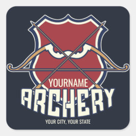 Adesivo Quadrado Arquivamento de NOME Personalizado Seta de Arco Re