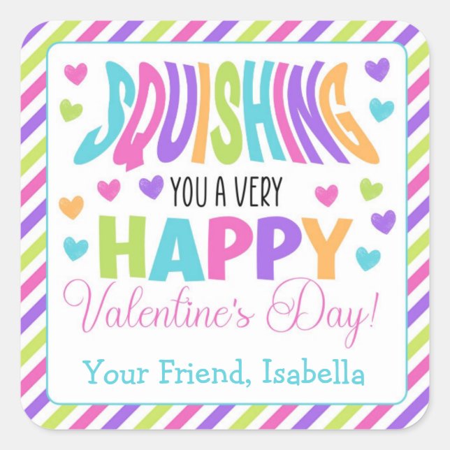 Adesivo Quadrado Arrancando um Feliz dia de os namorados (Frente)