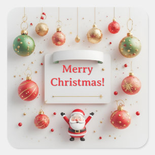 Adesivo Quadrado Arranjo Festivo com Tema de Natal