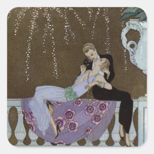 Adesivo Quadrado Art Deco Casal Kissing