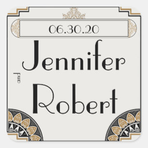 Adesivo Quadrado Art Deco Dourado Posh Envelope Seal