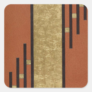 Adesivo Quadrado Art Deco em Dourado e Bege