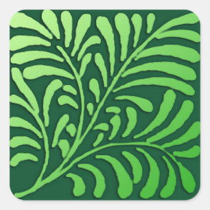 Adesivo Quadrado Art Deco Fern Standard - tons verdes