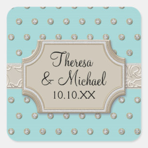 Adesivo Quadrado Art Deco Frame Champagne Prata Jewel Pontos