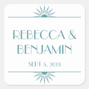 Adesivo Quadrado Art deco geométrico azul da idade do jazz que