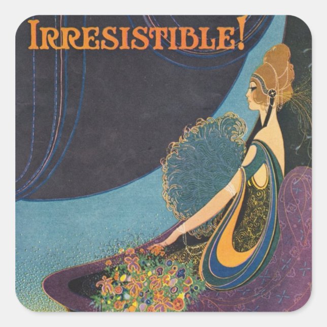 Adesivo Quadrado Art Deco Mavis Perfume Anúncio (Frente)