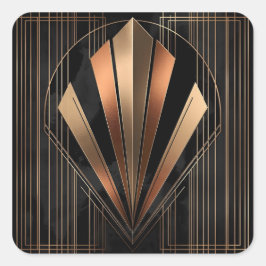 Adesivo Quadrado Art Deco Metallic Geometric Elegance