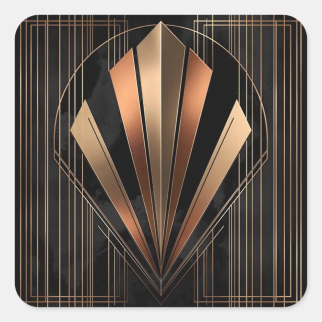 Adesivo Quadrado Art Deco Metallic Geometric Elegance (Frente)