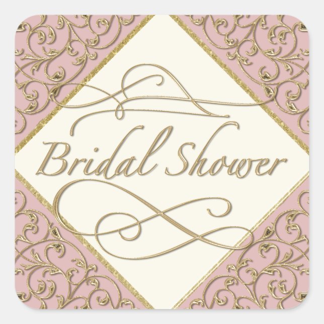 Adesivo Quadrado Art Deco Nouveau Lace Ouro Damask Calliografia (Frente)