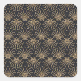 Adesivo Quadrado Art Deco pattern with gold floral motifs 