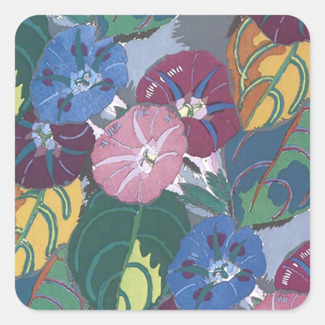 Adesivo Quadrado Art Deco Petunias - Sticker (Frente)