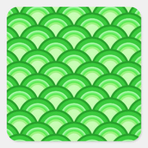 Adesivo Quadrado Art Deco wave pattern - jade green