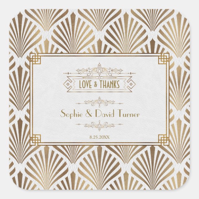 Adesivo Quadrado Art Deco White Gatsby 1920 Wedding (Frente)