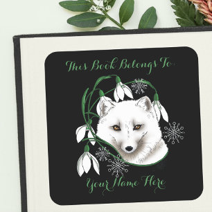 Adesivo Quadrado Art Nouveau Árctico White Fox Bookplate