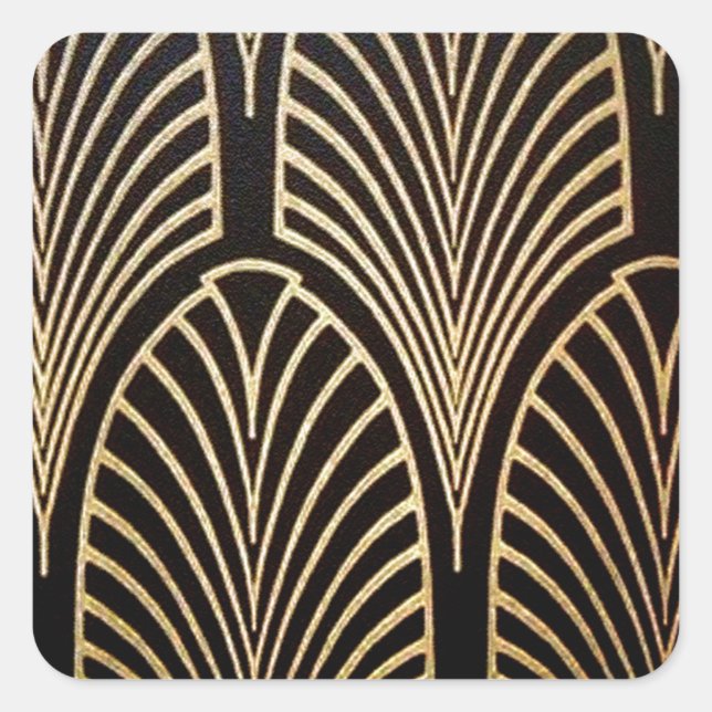Adesivo Quadrado Art nouveau, art deco, padrão do ventilador, bronz (Frente)