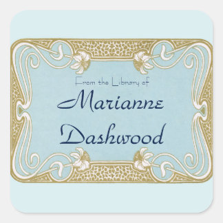 Adesivo Quadrado Art Nouveau Blue e Dourado Quadro