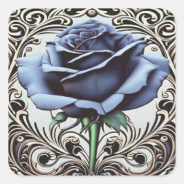 Adesivo Quadrado Art Nouveau Blue Rosa Sticker - Elegantes Des Flor