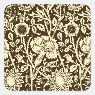 Adesivo Quadrado Art Nouveau Carnação Damask, Brown e Cream