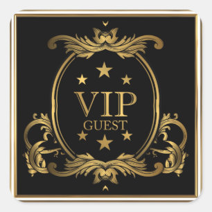 Adesivo Quadrado Art Nouveau Casamento VIP Real Dourado e Preto