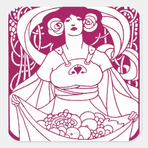 Adesivo Quadrado Art Nouveau Harvest Lady