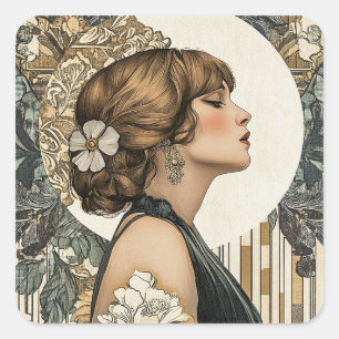 Adesivo Quadrado Art Nouveau Mulher